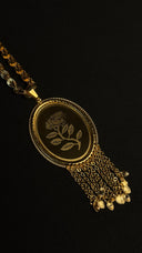 Rose Intaglio Oval Chain Tassel Necklace