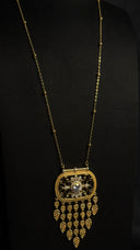Filigree Arch Stone Leaf Tassel Necklace