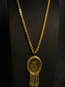 Rose Intaglio Oval Chain Tassel Necklace