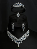 V-Neckline Crystal & Navy Stone Set