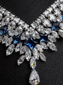 V-Neckline Crystal & Navy Stone Set