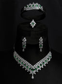 V-Neckline Crystal & Emerald Stone Set