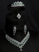 V-Neckline Crystal & Emerald Stone Set