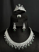 Emerald & Crystal Leaf Fringe Set