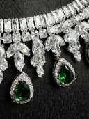 Emerald & Crystal Leaf Fringe Set