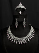 Pink & Crystal Leaf Fringe Set