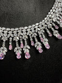 Pink & Crystal Leaf Fringe Set